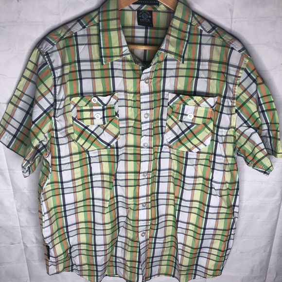 Enyce Mens Short Sleeve Plaid Button Front Casual Shirt Size Large - Picture 1 of 5